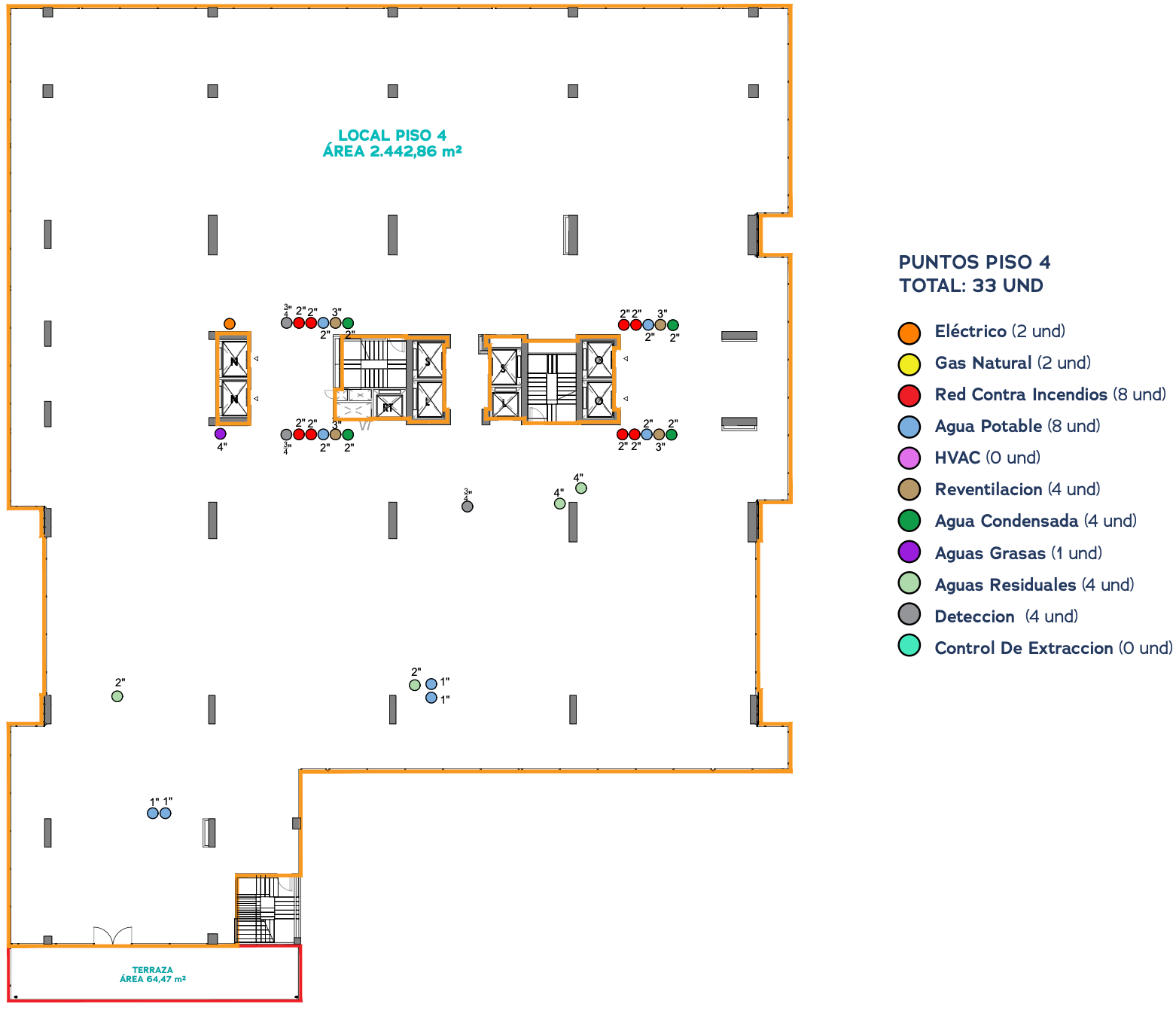 Oficina o Local Piso 4 en XO91
